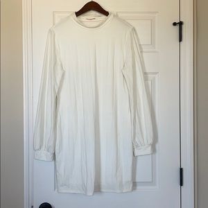 White Balloon Sleeve Dress